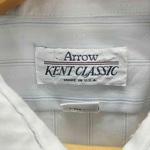 アロー ARROW KENT CLASSIC 70-80S USA製 ポリ コットン シアー ストライプ L/S ドレス シャツ 襟芯 メンズ 16 1/2
