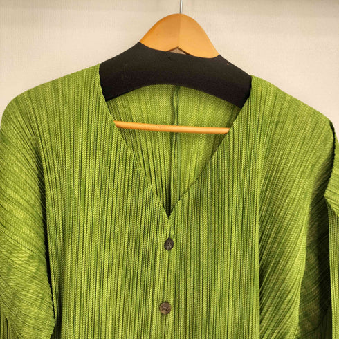 プリーツプリーズイッセイミヤケ PLEATS PLEASE ISSEY MIYAKE メランジツイルプリント プリーツ Vネック カーディガン レディース JPN:4
