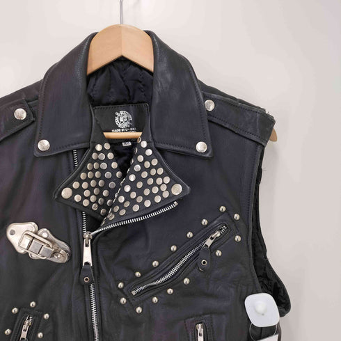 USA製 スタッズ ライダース レザー ベスト メンズ 40