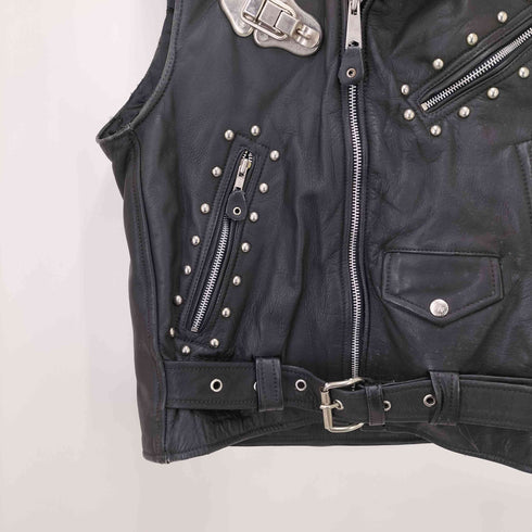 USA製 スタッズ ライダース レザー ベスト メンズ 40