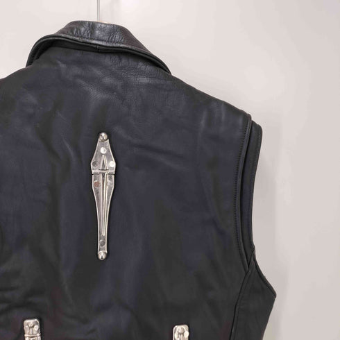 USA製 スタッズ ライダース レザー ベスト メンズ 40