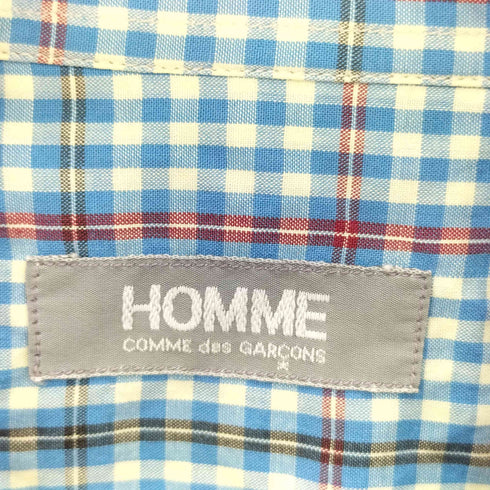 コムデギャルソンオム COMME des GARCONS HOMME 70-80s デカオム チェック柄 フロントボタン 半袖シャツ メンズ