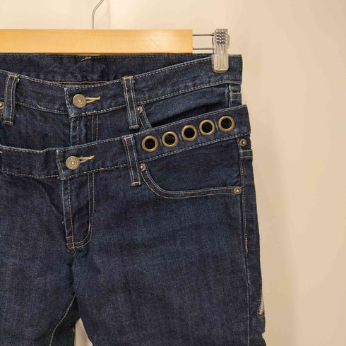 ピーピーエフエム PPFM 00S ダブルウエスト リング ダメージ加工 デニムパンツ Y2K archive メンズ