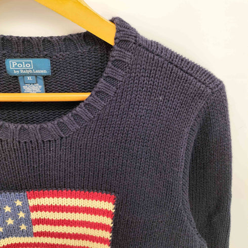 ポロバイラルフローレン Polo by RALPH LAUREN 星条旗 コットン クルーネック プルオーバー ニット メンズ import:XL