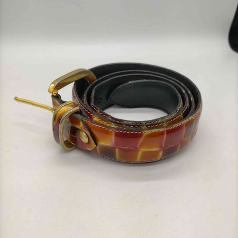 croute de vachette MADE IN ITALY イタリア製 クロコ 型押し 牛革 リアル カウ レザー ベルト メンズ