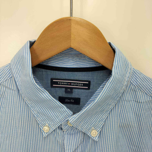 トミーヒルフィガー TOMMY HILFIGER ストライプ 半袖 シャツ メンズ import:XL