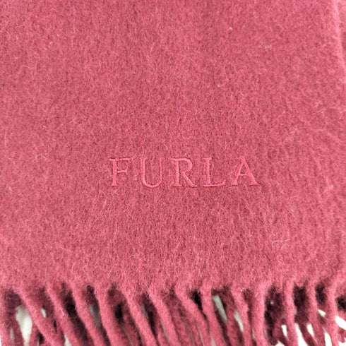 フルラ FURLA 刺繍ロゴ フリンジ ストール レディース
