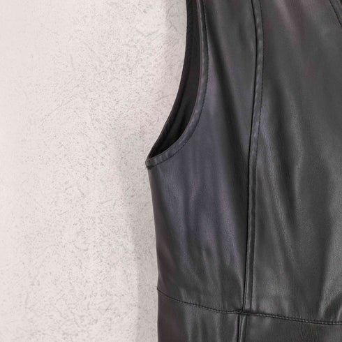 スタイルミキサー STYLEMIXER ディープVフェイクレザーワンピース レディース M