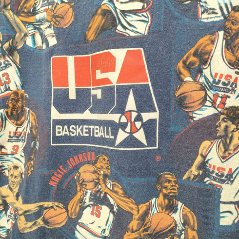 ナツメグ NUTMEG 1992 USA Dream Team Basketball T-Shirt MADE IN USA 刺繍Tシャツ メンズ import:L