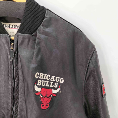 ディロング Delong 80-90S USA製 NBA ロケットTALON バスケットボールチームワッペン 本革 レザー ボンバー ジャケット スタジャン メンズ 46