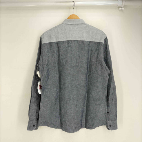 アルマーニエクスチェンジ ARMANI EXCHANGE ストライプ切替カラー L/S コットンリネンシャツ メンズ import:M