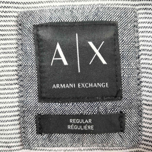 アルマーニエクスチェンジ ARMANI EXCHANGE ストライプ切替カラー L/S コットンリネンシャツ メンズ import:M
