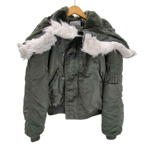 アルファ ALPHA 80-90S USA製 旧タグ 3本ライン HEAVY ATTACHED HOOD N-2B フード割れ ミリタリー フーデッド フライト ジャケット IDEALジップ メンズ import:XL