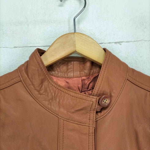 Lepanto real leather リアルレザージップ比翼ステンカラーコート レディース