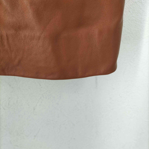 Lepanto real leather リアルレザージップ比翼ステンカラーコート レディース