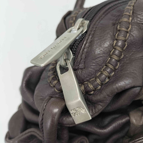 renato angi イタリア製 シワ加工 レザーハンドバッグ レディース