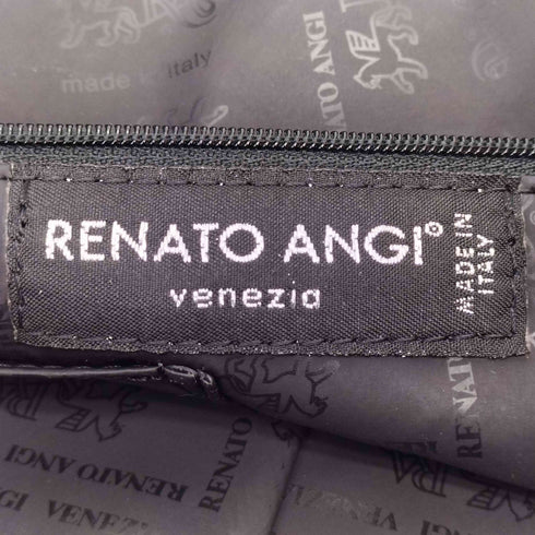 renato angi イタリア製 シワ加工 レザーハンドバッグ レディース
