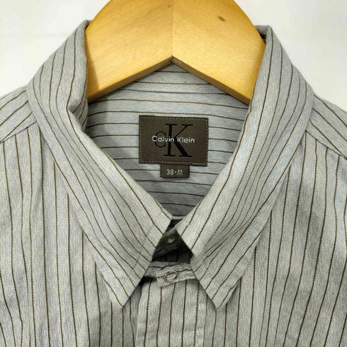 カルバンクライン CALVIN KLEIN 襟 スナップボタン ストライプ シャツ メンズ import:M