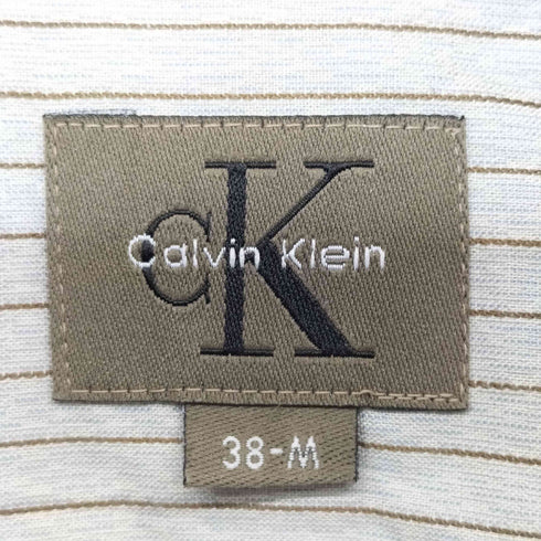 カルバンクライン CALVIN KLEIN 襟 スナップボタン ストライプ シャツ メンズ import:M