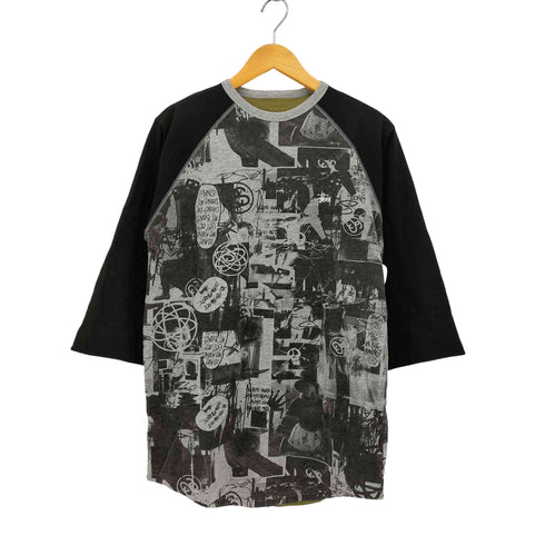ステューシー Stussy ダブルフェイス リバーシブル ラグラン 総柄 クルーネック Tシャツ メンズ import:XL