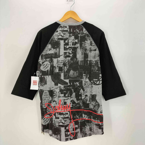 ステューシー Stussy ダブルフェイス リバーシブル ラグラン 総柄 クルーネック Tシャツ メンズ import:XL