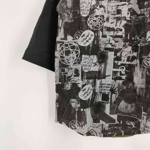 ステューシー Stussy ダブルフェイス リバーシブル ラグラン 総柄 クルーネック Tシャツ メンズ import:XL