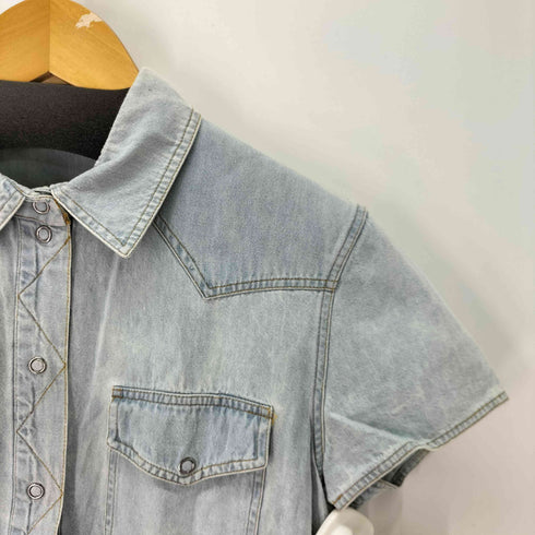 マックスアンドコー MAX&CO. イタリア製 S/S デニム シャツ Y2K スナップボタン レディース EUR:42