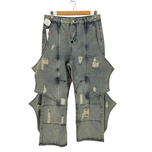 HIGHWAY-G フェイクレイヤードダメージデニムパンツ レディース JPN:XL