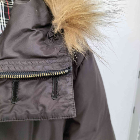 バーバリーブラックレーベル BURBERRY BLACK LABEL 裏地ノバチェック ファー ダウンジャケット メンズ import:M