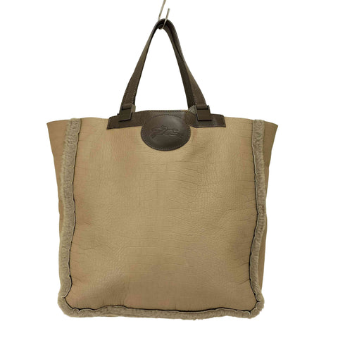 ロンシャン LONGCHAMP クロコ型押し リバーシブル ムートンバッグ レディース