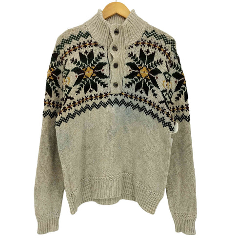 ポロバイラルフローレン Polo by RALPH LAUREN ノルディック柄 リネンシルク混 ハーフボタン ハイネックニット メンズ import:L