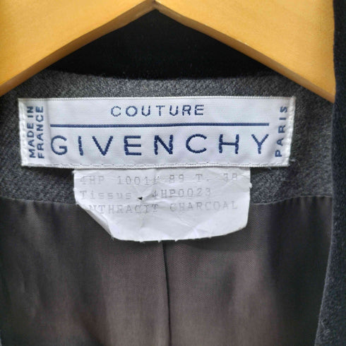 ジバンシィ GIVENCHY フランス製 ベロア切替 4B テーラードジャケット スカート セットアップ レディース