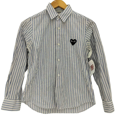 プレイコムデギャルソン PLAY COMME des GARCONS HEART MOTIF STRIPE L/S SJHIRT ハートワッペン ストライプ長袖シャツ レディース JPN:S