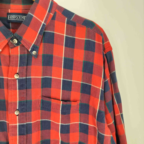 ランズエンド LANDS END 90S チェック ボタンダウンシャツ メンズ XL LONG
