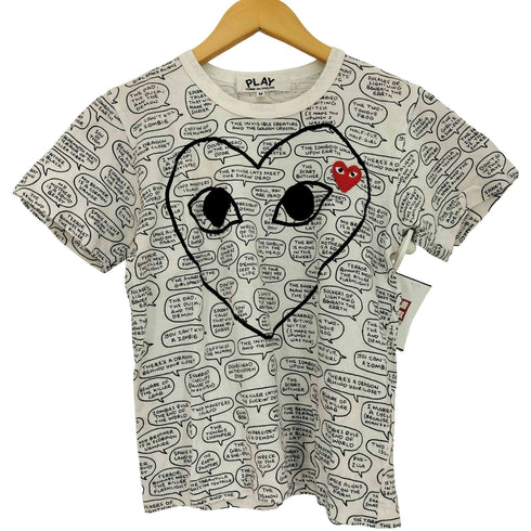 プレイコムデギャルソン PLAY COMME des GARCONS アニメコラボ ハートワッペン 総柄 半袖Tシャツ レディース JPN:M