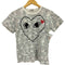 プレイコムデギャルソン PLAY COMME des GARCONS アニメコラボ ハートワッペン 総柄 半袖Tシャツ レディース JPN:M