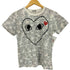 プレイコムデギャルソン PLAY COMME des GARCONS アニメコラボ ハートワッペン 総柄 半袖Tシャツ レディース JPN:M