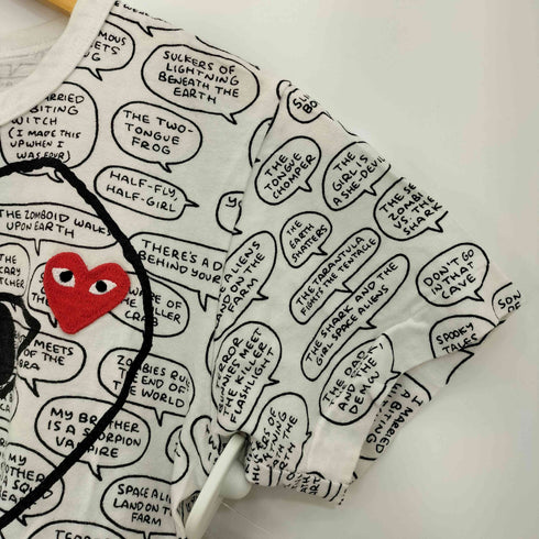 プレイコムデギャルソン PLAY COMME des GARCONS アニメコラボ ハートワッペン 総柄 半袖Tシャツ レディース JPN:M