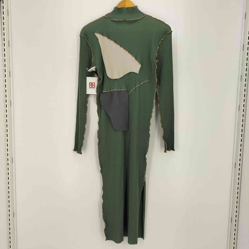 トゥードゥーコトハヨコザワ todo kotoha yokozawa ロングスリーブハイネックドレス プリーツパッチワークワンピース レディース