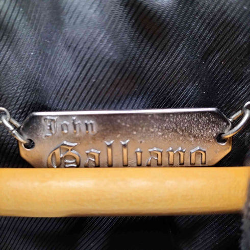 ジョンガリアーノ JOHN GALLIANO VIRGIN WOOL バージンウール ヘリンボーン レザーニット 切り替え フックデザイン ショールカラー ジャケット メンズ EUR:46