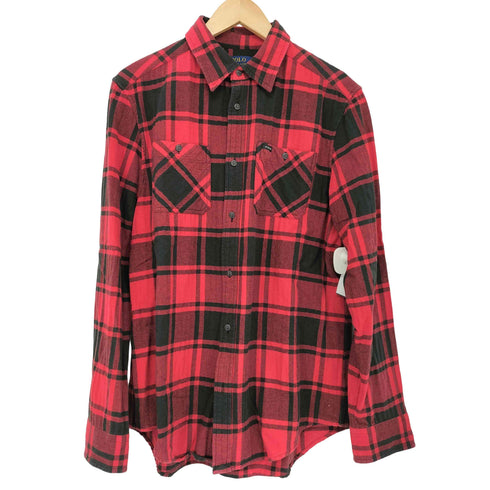 ポロラルフローレン POLO RALPH LAUREN ロゴワッペン チェック ライトネルシャツ メンズ import:XL