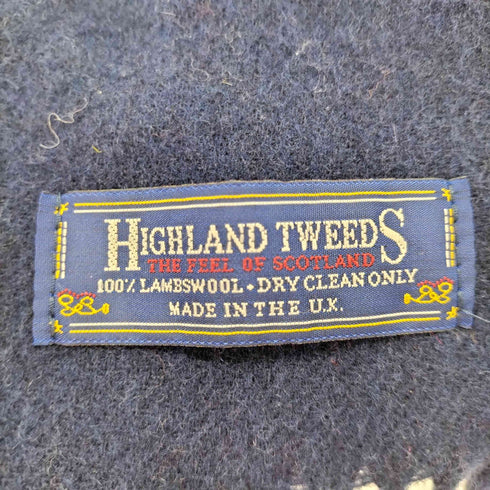 highland tweeds イギリス製 ウール100フリンジマフラー メンズ