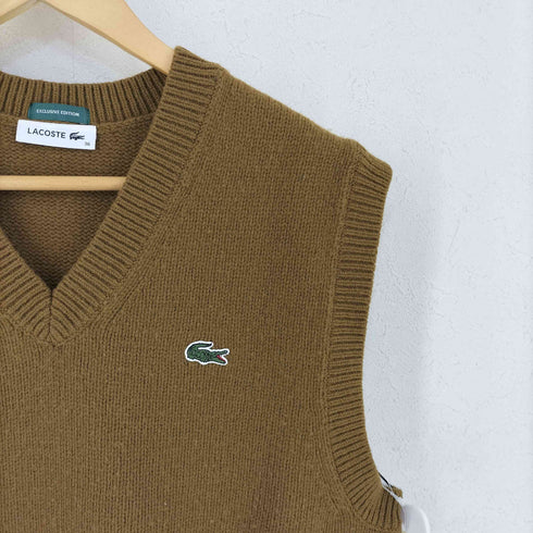 ラコステ LACOSTE EXCLUSIVE EDITON ロゴ刺繍 ウール混 ニット ベスト レディース 36