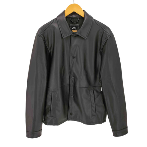 ザラ ZARA FAKE LEATHER JACKET フェイク レザー シャツ ジャケット メンズ import:M