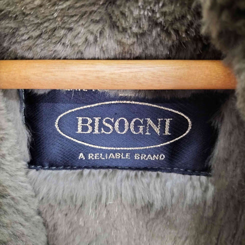 BISOGNI 比翼 ノーカラー コート レディース