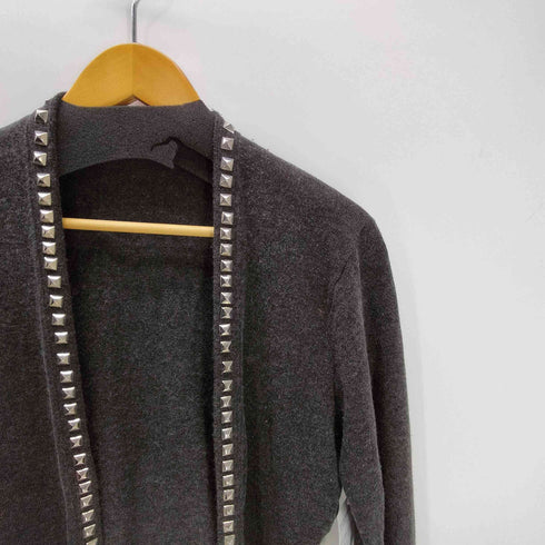 ヒステリックグラマー HYSTERIC GLAMOUR スタッズ 装飾 アクリル テンセル アンゴラ ミックスファブリック ボタンレス カーディガン レディース JPN:M