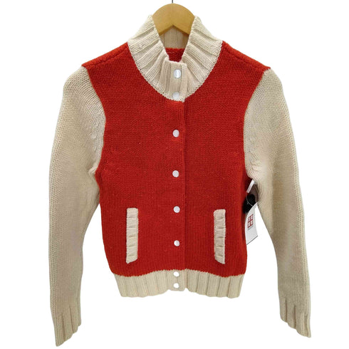 クレージュ courreges バックロゴ スイッチングカラー ローゲージ スタンドネック ニット ジャケット ブルゾン Y2K レディース FR:38