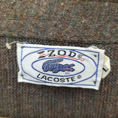 アイゾッドラコステ IZOD LACOSTE 70-80s 糸巻きタグ 青ワニ アクリルニット カーディガン メンズ L