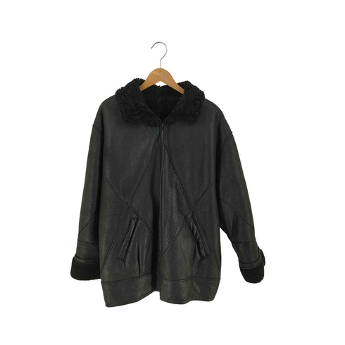 Rite & Real Fashions of New York USA製 内ボア ジップアップ レザー ジャケット メンズ import:XL