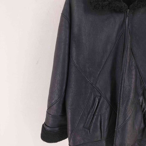 Rite & Real Fashions of New York USA製 内ボア ジップアップ レザー ジャケット メンズ import:XL